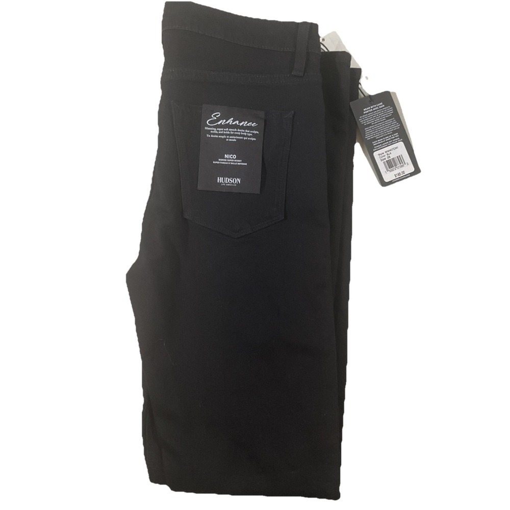 Hudson Womens Nico Mid-Rise Super Skinny Jeans Size 28 Black Raised K20